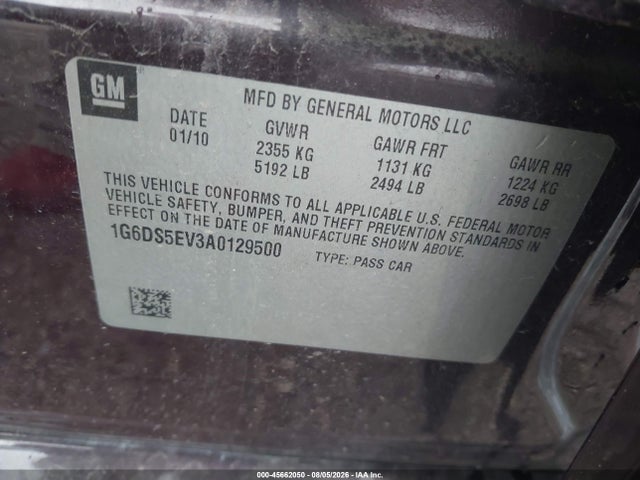 45662050 :رقم المزاد ، 1G6DS5EV3A0129500 vin ، 2010 Cadillac Cts Premium مزاد بيع