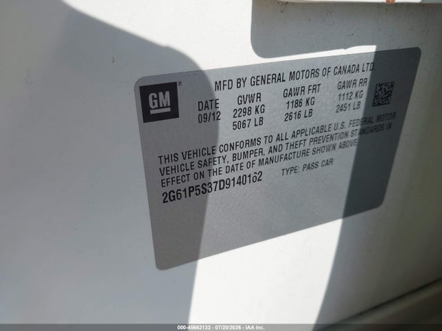 Продаж на аукціоні авто 2013 Cadillac Xts Luxury, vin: 2G61P5S37D9140162, номер лоту: 45662132