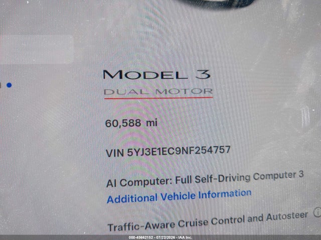Tesla Model 3 Performance Dual Motor All-wheel Drive 2022 5YJ3E1EC9NF254757 Image 14