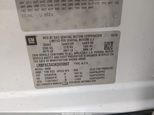 Продаж на аукціоні авто 2019 Buick Envision Fwd Essence, vin: LRBFXCSA3KD039897, номер лоту: 45662203