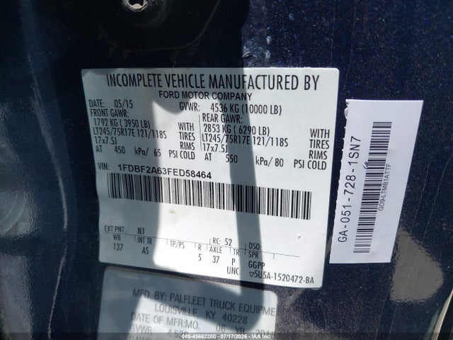 Ford F-250 Xl 2015 1FDBF2A63FED58464 Image 9