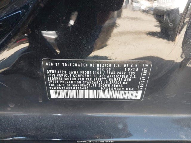 3VWC57BU6KM269480 Volkswagen Jetta 1.4t R-line/1.4t S/1.4t Se
