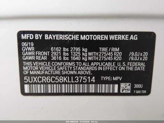 5UXCR6C58KLL37514 BMW X5 Xdrive40i