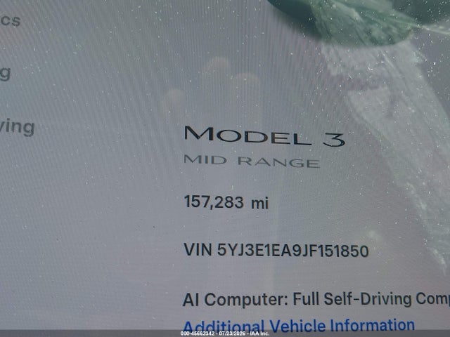 Aukcja sprzedaży 2018 Tesla Model 3 Long Range/mid Range, vin: 5YJ3E1EA9JF151850, numer aukcji: 45662342