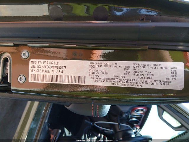 Продажа на аукционе авто 2021 Jeep Wrangler Rubicon 4x4, vin: 1C4HJXCG3MW655578, номер лота: 45662374