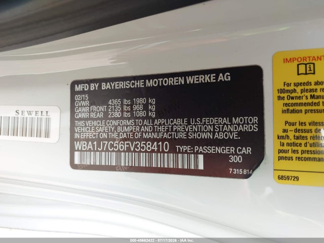 Продажа на аукционе авто 2015 Bmw M235, vin: WBA1J7C56FV358410, номер лота: 45662422