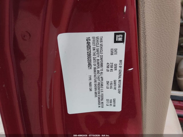 Aukcja sprzedaży 2006 Buick Lucerne Cxl, vin: 1G4HD57286U204621, numer aukcji: 45662438