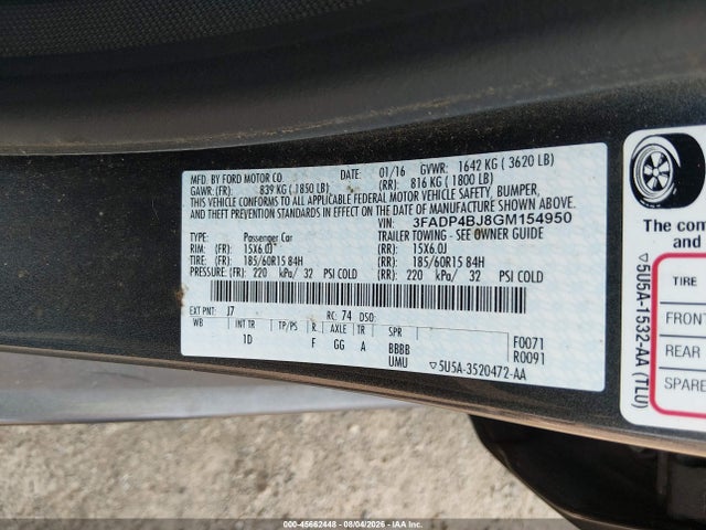 Ford FIESTA SE 2016 3FADP4BJ8GM154950 Image 9