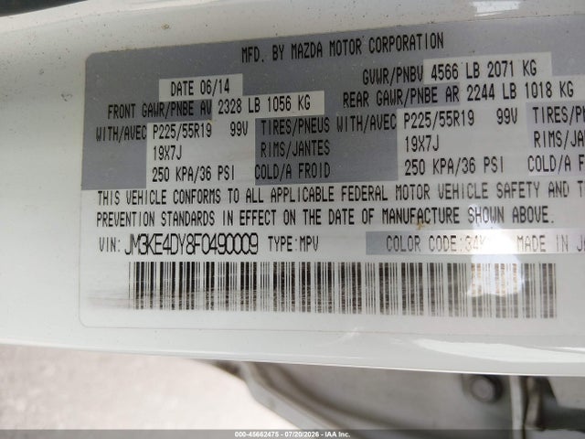 JM3KE4DY8F0490009 Mazda Cx-5 Grand Touring