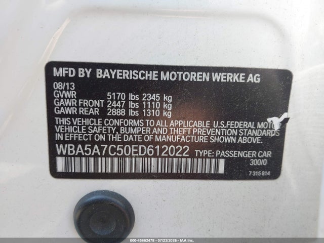 Aukcja sprzedaży 2014 Bmw 528i Xdrive, vin: WBA5A7C50ED612022, numer aukcji: 45662478