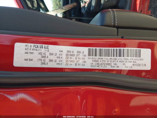 Продажа на аукционе авто 2016 Dodge Durango Sxt, vin: 1C4RDJAG7GC308921, номер лота: 45662490