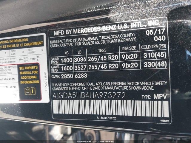 4JGDA5HB4HA973272 Mercedes-Benz Gle 350 4matic