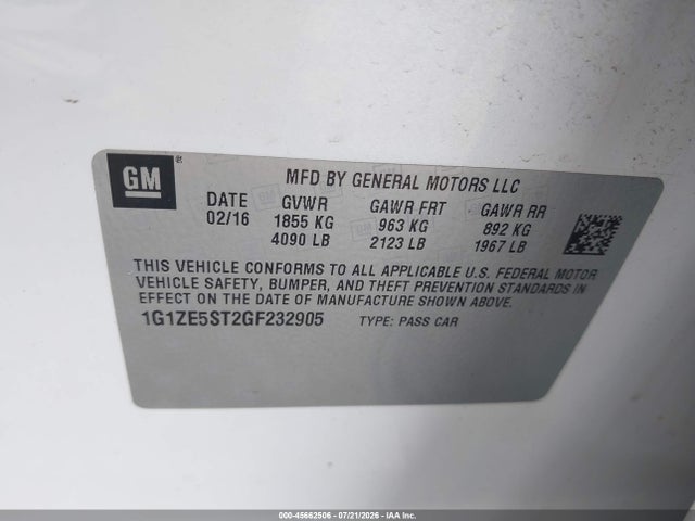 Chevrolet MALIBU 1LT 2016 1G1ZE5ST2GF232905 Image 9