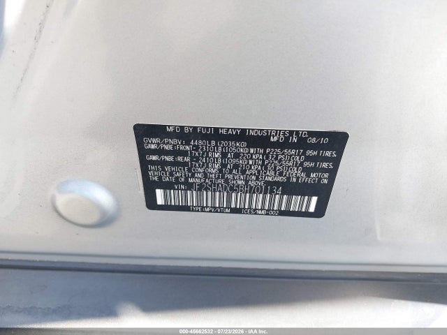 2011 Subaru Forester 2.5x Premium მანქანა იყიდება აუქციონზე, vin: JF2SHADC5BH701134, აუქციონის ნომერი: 45662532