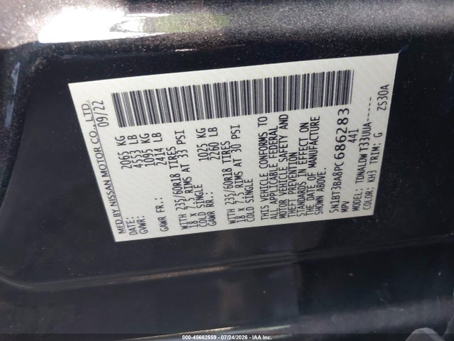 5N1BT3BA8PC686283 Nissan Rogue Sv Fwd
