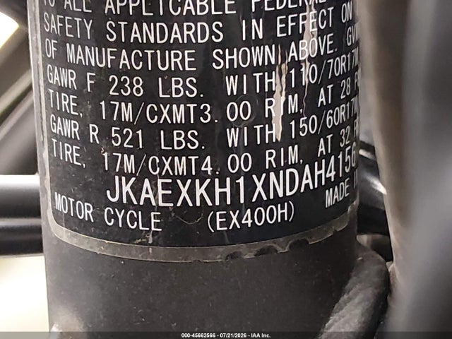 Kawasaki EX400 2022 JKAEXKH1XNDAH4156 Image 10