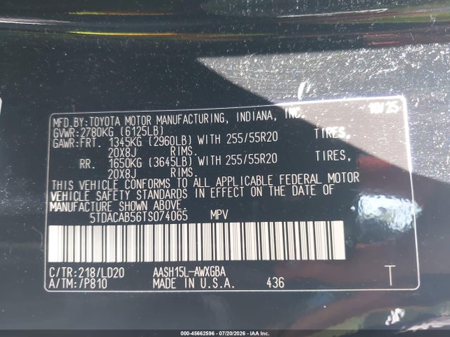 Aukcja sprzedaży 2026 Toyota Grand Highlander Hybrid Nightshade Edition, vin: 5TDACAB56TS074065, numer aukcji: 45662596