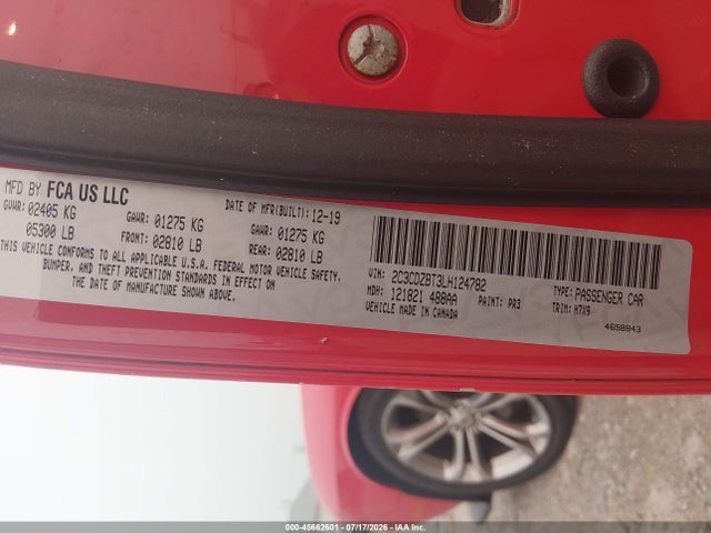 Продажа на аукционе авто 2020 Dodge Challenger R/t, vin: 2C3CDZBT3LH124782, номер лота: 45662601