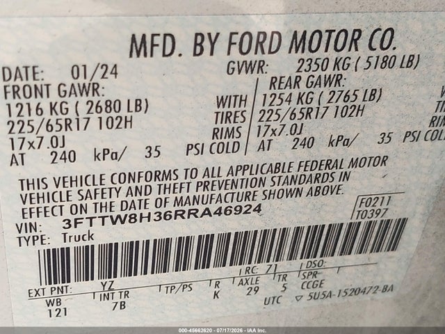 Ford Maverick Xlt 2024 3FTTW8H36RRA46924 Image 9