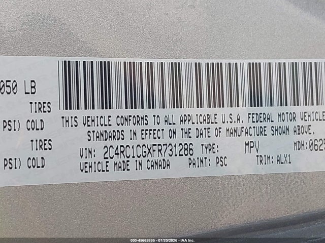 Продажа на аукционе авто 2015 Chrysler Town & Country Touring-l, vin: 2C4RC1CGXFR731286, номер лота: 45662695