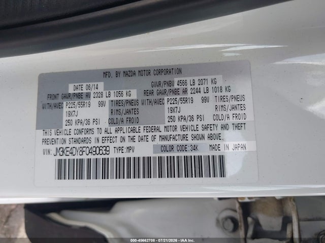 Aukcja sprzedaży 2015 Mazda Cx-5 Grand Touring, vin: JM3KE4DY8F0490639, numer aukcji: 45662708