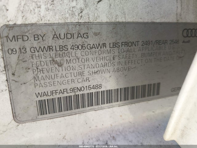 45662775 :رقم المزاد ، WAUFFAFL9EN015488 vin ، 2014 Audi A4 2.0t Premium مزاد بيع