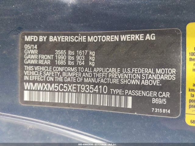 Продажа на аукционе авто 2014 Mini Hardtop Cooper, vin: WMWXM5C5XET935410, номер лота: 45662838