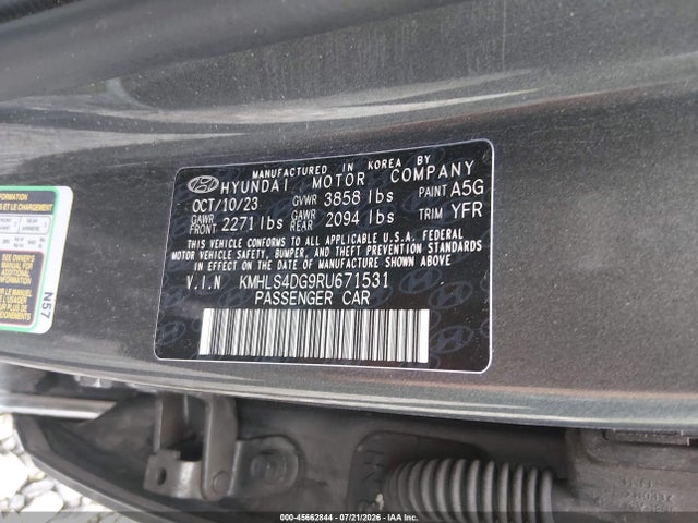 Продажа на аукционе авто 2024 Hyundai Elantra Sel, vin: KMHLS4DG9RU671531, номер лота: 45662844