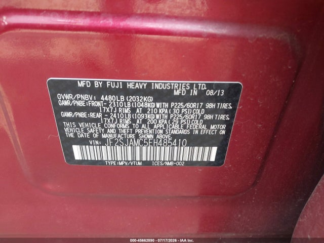 Subaru Forester 2.5i Touring 2014 JF2SJAMC5EH485410 Image 9