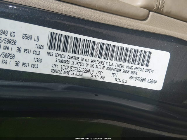 1C4RJECG1EC228010 Jeep Grand Cherokee Overland