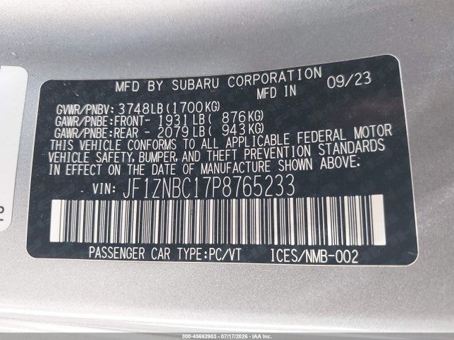Auction sale of the 2023 Toyota Gr86, vin: JF1ZNBC17P8765233, lot number: 45662903