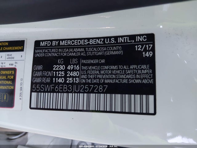 55SWF6EB3JU257287 Mercedes-Benz Amg C 43 4matic