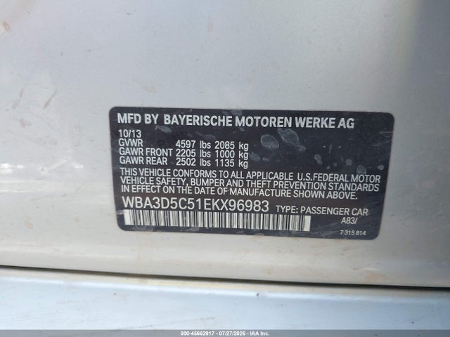Продаж на аукціоні авто 2014 Bmw 328d Xdrive, vin: WBA3D5C51EKX96983, номер лоту: 45662917