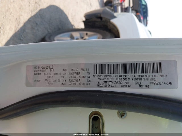 45662965 :رقم المزاد ، 1C6RR7FG3KS645542 vin ، 2019 Ram 1500 Classic Tradesman  4x4 6'4 Box مزاد بيع