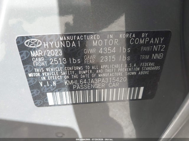 2023 Hyundai Sonata Sel მანქანა იყიდება აუქციონზე, vin: KMHL64JA3PA315420, აუქციონის ნომერი: 45662988