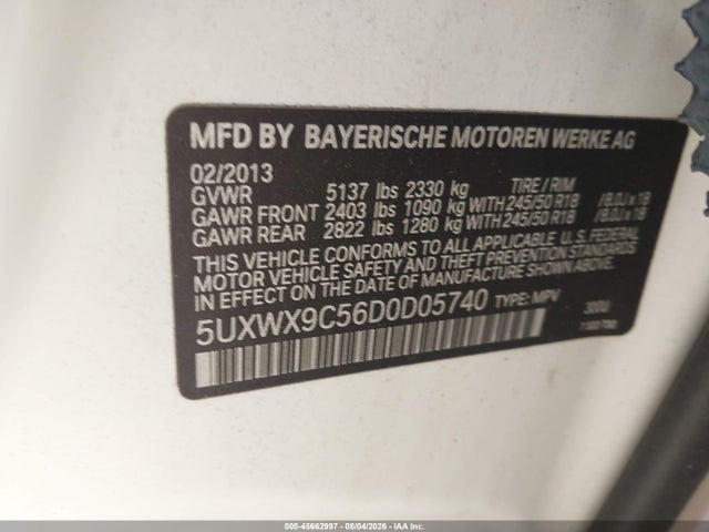 Продажа на аукционе авто 2013 Bmw X3 Xdrive28i, vin: 5UXWX9C56D0D05740, номер лота: 45662997
