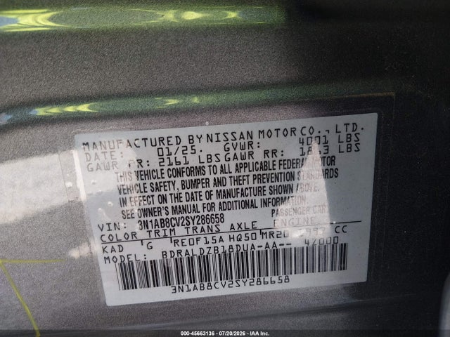 Nissan SENTRA SV 2025 3N1AB8CV2SY286658 Image 9