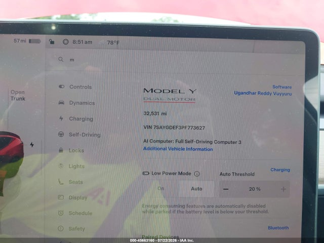 Продаж на аукціоні авто 2023 Tesla Model Y Performance Dual Motor All-wheel Drive, vin: 7SAYGDEF3PF773627, номер лоту: 45663160