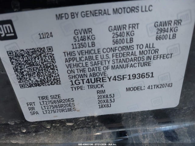 Продажа на аукционе авто 2025 Gmc Sierra 2500hd 4wd  Standard Bed Denali, vin: 1GT4UREY4SF193651, номер лота: 45663196