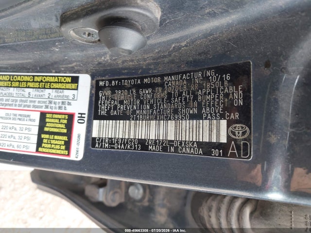 2T1BURHEXHC769950 Toyota COROLLA SE