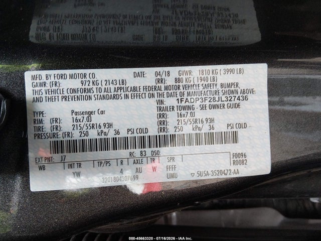 Ford FOCUS SE 2018 1FADP3F28JL327436 Image 9
