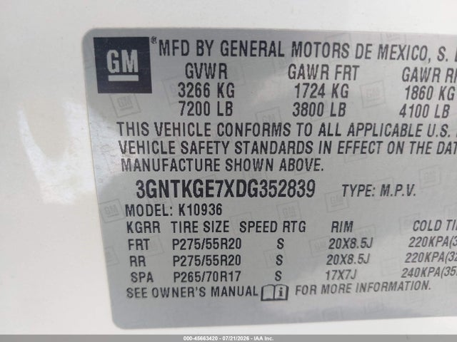Продаж на аукціоні авто 2013 Chevrolet Avalanche Ltz, vin: 3GNTKGE7XDG352839, номер лоту: 45663420