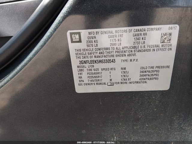 Chevrolet EQUINOX LS 2017 2GNFLEEK5H6330543 Image 9