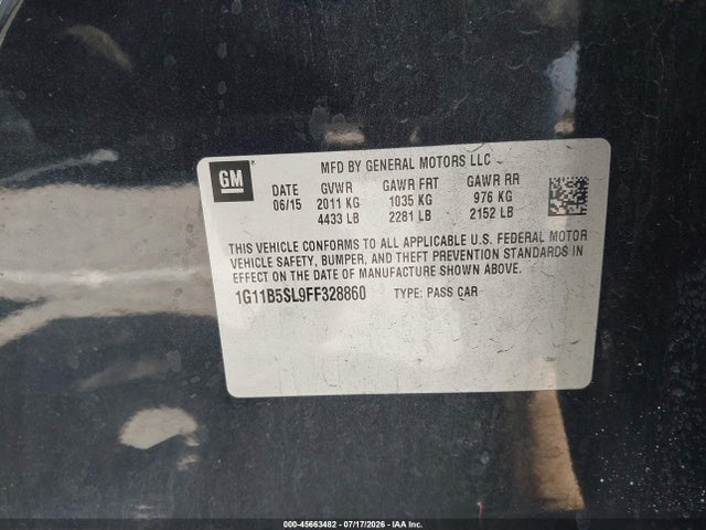 Aukcja sprzedaży 2015 Chevrolet Malibu Ls, vin: 1G11B5SL9FF328860, numer aukcji: 45663482