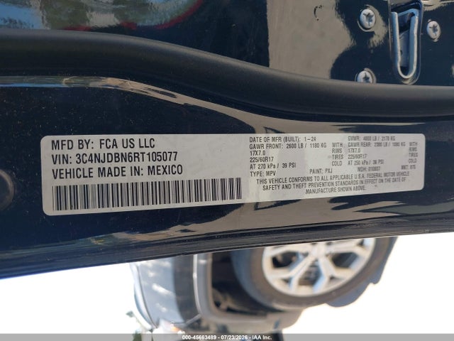 45663489 :رقم المزاد ، 3C4NJDBN6RT105077 vin ، 2024 Jeep Compass Latitude 4x4 مزاد بيع
