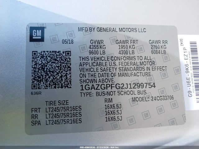 Chevrolet Express 3500 Lt 2018 1GAZGPFG2J1299754 Image 9