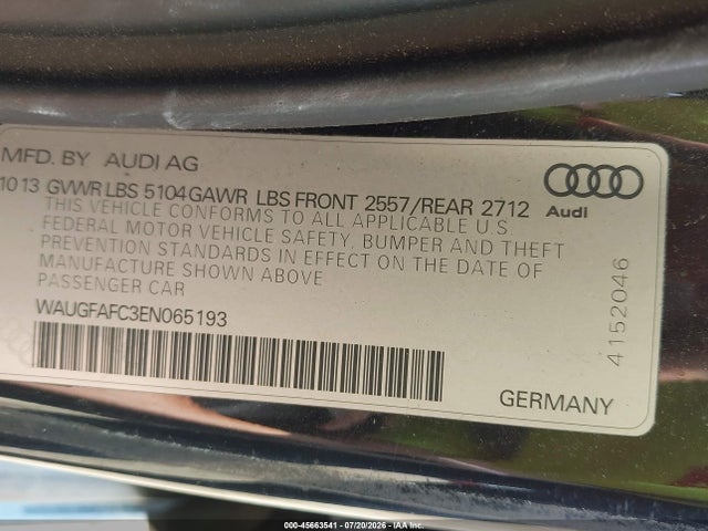 Aukcja sprzedaży 2014 Audi A6 2.0t Premium, vin: WAUGFAFC3EN065193, numer aukcji: 45663541
