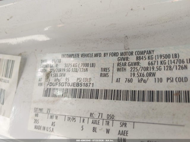 1FDUF5GT0JEB51871 Ford F-550 Chassis Xl