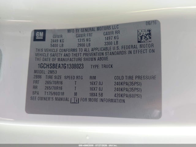 1GCHSBEA7G1308023 Chevrolet Colorado 2wd Wt