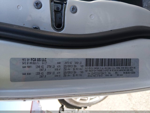 Продаж на аукціоні авто 2017 Dodge Journey Gt, vin: 3C4PDCEG2HT684171, номер лоту: 45663569